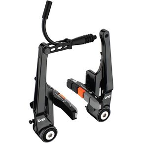 Box One 108 Millimeters Oversized V Brake with Sealed Bearing Pivots, Flexible Cable Noodle, Cold Forged Arms & 2 Millimeters Allen Key Tensions Bolt, Black
