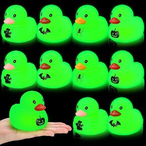 12 Pcs 3 Inch Halloween Rubber Ducks Glow in The Dark Rubber Duckies Bat Themed Large Duckies Halloween Toys for Classroom Prizes Birthday Party Favors Gifts Goodie Bag