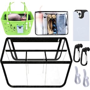 6Pcs Clear Beach Bag Organizer Original Accessories for Bogg Bag X Large Storage Bag, with Insert Phone Holder Carabiner key for BOGG BAG Accessories Organizing Your Bag and Divide Space