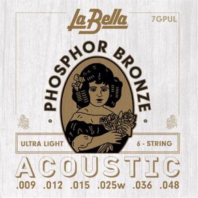 La Bella 7GPZ Phosphor Bronze Acoustic Guitar Strings - Light 12-53 in Kuwait