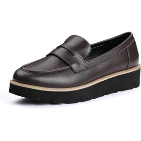 Platform Penny Loafers for Women,Slip On Leather Loafers Casual Business Work Dress Shoes