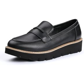 Platform Penny Loafers for Women,Slip On Leather Loafers Casual Business Work Dress Shoes