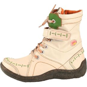 TMA EYES Women's lace-up leather casual ankle boots fashion non-slip and patchwork with handstitching upper Boots