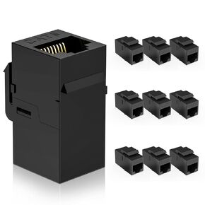 DARKROCK 10 Pack Cat6 RJ45 Keystone Coupler - PC Plastic Case, Plug-and-Play, Extends Ethernet Connection, Female to Female, Compatible with Cat5/5e/6 & Ideal for Home/Office Networking/Audio/Video