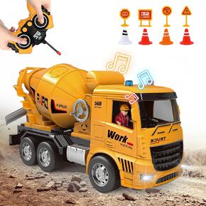 Excavator Toys for Boys-6-9 - 1/22 Construction Engineering Digger Truck with 6 Activity Barricade, Rechargable Educational Car Truck-Toys, Kids-Toys for 6 7 8 9 Years Boys Girls