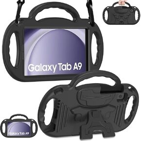 LTROP Shockproof Case for Samsung Galaxy Tab A9 2023 (SM-X110/X115/X117) and Galaxy Tab A7 Lite 2021 (SM-T220/T225/T227) 8.7-Inch with Shoulder Strap Handle Kickstand, Blue