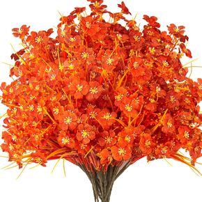 20 Bundles Artificial Flowers for Outdoors, UV Resistant Fake Plants Flowers Greenery Shrubs Plants for Decoration Outside Plants Hanging Planter Home Garden Decor