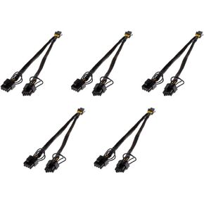 مقسمات PCIE لوحدات معالجة الرسومات وتعدين العملات المشفرة - جديلة وأكمام - 8 أو 6 دبابيس (6+2) أنثى إلى 8 دبابيس (6+2) ذكر - بطول بوصة - 5 عبوات