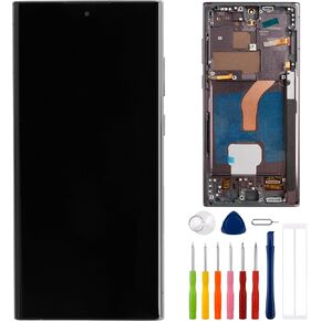 TFT Display Compatible with Samsung Galaxy S22 Ultra 5G SM-S908B SM-S908U 6.8" LCD Display Touch Screen Assembly with Tools Fingerprint not Supported（with Frame）