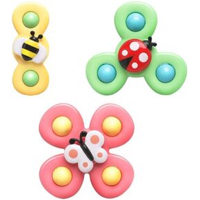 Yummy Baby 3PCS Suction Cup Spinner Toys for Girls and Boys Ages 18 Month+, Perfect for Birthday Gifts, Sensory Bath Toys for Toddlers (3 Pack) (Set 5)