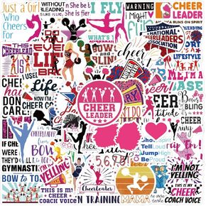 100PCS Cheer Stickers,Vinyl Waterproof Decals,Cheerleading Gifts for Cheerleader Girls and Gymnastics Girls,Motivational Positive Stickers for Water Bottles Laptop Luggage Cup Computer…