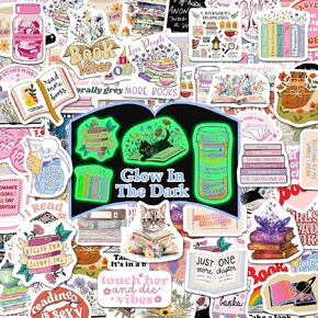 50 PCS Romance Holographic Bookish Stickers for Kindle, Pink and Black Reading Booktok Vinyl Decals for Laptop, Ebook Readers Water Bottles Journal Scrapbook Waterproof
