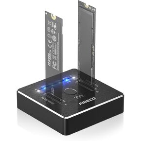 FIDECO M.2 NVMe SATA SSD Cloner Dock, USB 3.2 Gen 2 X 2, 20Gbps Dual NVMe SATA SSD Enclosure, M.2 Duplicator Cloner, Support Offline Clone, UASP and Trim, Aluminum Design