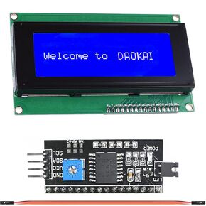 2004 20X4 Character LCD Screen Module IIC I2C TWI Serial Interface Adapter Blue White Backlight 5V for Arduino with Dupont Cable