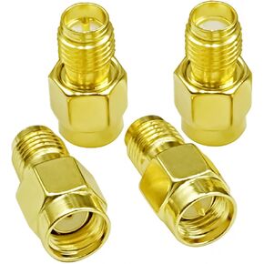 4pcs SMA Antenna Connector Cable Gender Changers, Low Loss SMA Coax Adapter SMA Male/Female to RP-SMA Male/Female Coaxial Connector for Radio, Audio, Video, Car Aerial