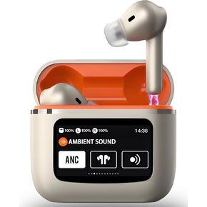 Wireless Earbuds, Bluetooth 5.3 Headphones HiFi Stereo, LED Smart Touch Screen Earbuds, ANC Noise Cancelling Earbuds with Mic, 48Hrs Playtime, IPX7 Waterproof in-Ear Earphones for iOS/Android