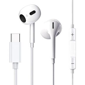 USB C Earbuds Wired in-Ear Earphones Type C Headphones with Microphone Noise Canceling Stereo Headphones Compatible with iPhone 15 Pro Max/Samsung S23 /Android/iPad Pro & Most USB C Devices