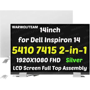 14in 1920X1080 FHD LCD Touch Screen Digitizer Display Cover Cable Hinges Full Top LED Assembly Compatible with Dell Inspiron 14 5410 7415 2-in-1 P147G P147G001 P147G002(Silver)