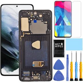 AMOLED for Samsung Galaxy S21 Plus Screen Replacement with Frame for Samsung S21+ Screen Replacement kit SM-G996u SM-G996b LCD Digitizer Display Touch Screen Assembly with Tools 6.7 inch Black