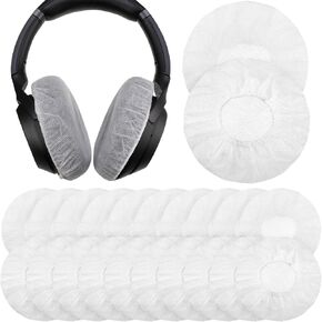 300 Pieces Non-Woven Sanitary Headphone Ear Cover Disposable Headset Covers Fabric Earpad Covers for Headphones (White, L-11 cm)