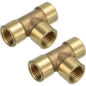 MECCANIXITY Pipe Tee Fitting Brass Forged G1/4 3 Way Fitting for Water Cooling Device Hose Pack of 2 Yellow