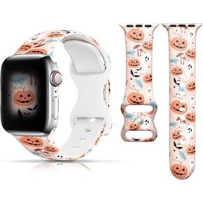 Compatible for Christmas Halloween Apple Watch Band 38mm 40mm 41mm 42mm 44mm 45mm 49mm for Women Men, Compatible for Soft Silicone Halloween Apple Watch Strap Replacement for iWatch Series Ultra SE 8 7 6 5 4 3 2 1