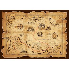 WOLADA Pirate Backdrop Pirate Map Backdrop Pirate Backdrop for Party Treasure Map Backdrop Pirate Treasure Map Backdrop 7x5FT 12448