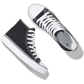 Iarus Womens high top Canvas Sneakers White Shoes for Womens Black Fashion Casual Shoes for Womens Walking Shoes