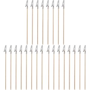 EXCEART 100 Pcs Bamboo Alligator Clamp Clips Stick Long- Tailed Alligator Clip Photo Holder Stand Memo Clip for Memo Note Clip Holder DIY Card Photo 15CM