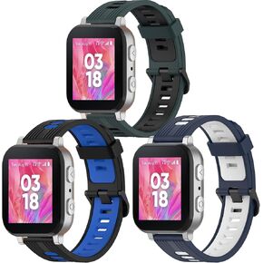 3 Pack Silicone Watch Bands Compatible with Gizmo watch 3 2 1/Gabb Watch 3 2 1/SyncUP,Sport Watch Band, Soft Breathable Smartwatch Band