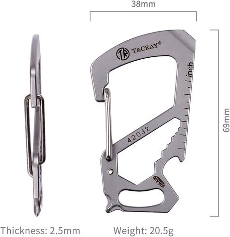 TACRAY Compact Carabiner Keychain Clip, Titanium EDC key holder, Anti-Lost Keychain Hook, Multi-tool Bottle Opener Keychain, Quick Released Backpack Clasp in Kuwait