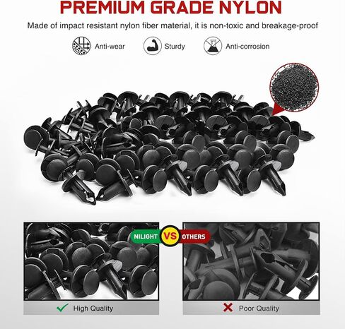 Nilight 200PCS Car Retainer Clips 6mm 7mm 8mm 9mm 10mm Expansion Screws Replacement Kit Bumper Push Rivet Clips for GM Ford Toyota Honda Chrysler Nissan,2 Years Warranty in Saudi Arabia