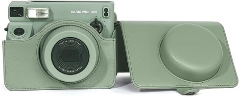protective case compatible with Fujifilm Instax Wide 400 Instant Film Camera-full cover type with snap button with carring strap retro camera bag synthetic leather Sage Green in Saudi Arabia