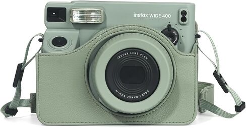 protective case compatible with Fujifilm Instax Wide 400 Instant Film Camera-full cover type with snap button with carring strap retro camera bag synthetic leather Sage Green in Saudi Arabia