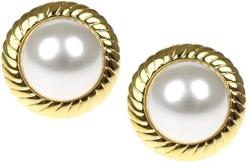 أقراط Kenneth Jay Lane ذات أزرار اللؤلؤ مع حواف من الساتان المطروق أو ملتوي أو حبل ملفوف in Kuwait