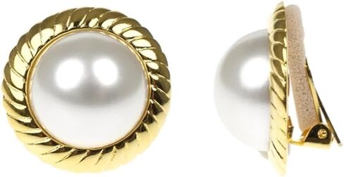 أقراط Kenneth Jay Lane ذات أزرار اللؤلؤ مع حواف من الساتان المطروق أو ملتوي أو حبل ملفوف in Kuwait