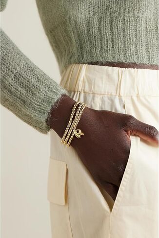 CONRAN KREMIX Gold Initial Bracelets For Women Girls Bubble Balloon Letter Charm Stretch Beaded Bracelet Womens Gift in Kuwait