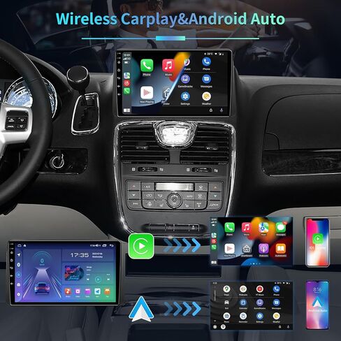 [4G+32G] راديو ستيريو للسيارة 5G WiFi لسيارة Dodge Grand Caravan 2011-2020 Chrysler Town & Country 2012-2016 - شاشة لمس 9 بوصة Android 13 Headunit - CarPlay اللاسلكي وAndroid Auto GPS FM RDS SWC in Kuwait