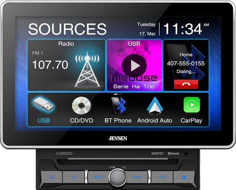 Jensen CAR8000 10.1″ CD/DVD Multimedia Receiver with Apple CarPlay and Android Auto (Renewed), Black in Saudi Arabia
