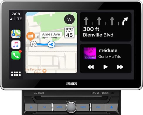 Jensen CAR8000 10.1″ CD/DVD Multimedia Receiver with Apple CarPlay and Android Auto (Renewed), Black in Saudi Arabia