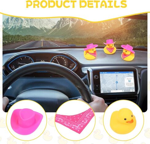 100 Sets Mini Rubber Duck in Bulk with Hat and Bandana Cute Cowboy Rubber Duckies Float Bath Toys for Baby Shower Birthday Swimming Party Supplies Summer Car Decoration in Saudi Arabia