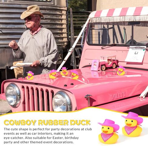 100 Sets Mini Rubber Duck in Bulk with Hat and Bandana Cute Cowboy Rubber Duckies Float Bath Toys for Baby Shower Birthday Swimming Party Supplies Summer Car Decoration in Saudi Arabia