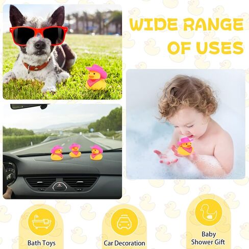 100 Sets Mini Rubber Duck in Bulk with Hat and Bandana Cute Cowboy Rubber Duckies Float Bath Toys for Baby Shower Birthday Swimming Party Supplies Summer Car Decoration in Saudi Arabia