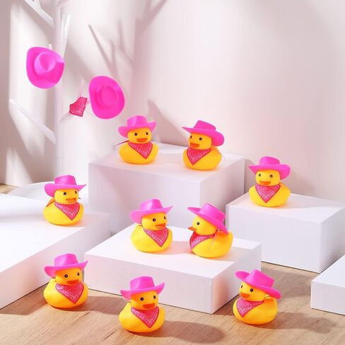 100 Sets Mini Rubber Duck in Bulk with Hat and Bandana Cute Cowboy Rubber Duckies Float Bath Toys for Baby Shower Birthday Swimming Party Supplies Summer Car Decoration in Saudi Arabia