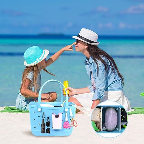 6Pcs Clear Beach Bag Organizer Original Accessories for Bogg Bag X Large Storage Bag, with Insert Phone Holder Carabiner key for BOGG BAG Accessories Organizing Your Bag and Divide Space in Saudi Arabia