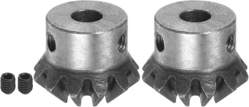 HARFINGTON 2pcs Bevel Gear 1M 12 Teeth 10mm Shaft Hole 1:1 Tapered Bevel Pinion Gear 45# Steel 2 Module 90 Degree Steering Gear, for Hardware Mechanical Rotation in Kuwait