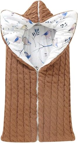 LLmoway Newborn Sleep Sack Baby Swaddle Infant Wrap Knit Blanket Winter Essentials for Boys Girls Warm 0-12Months Beige in Kuwait