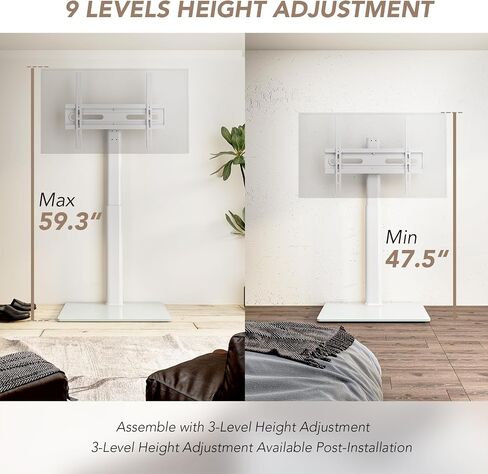 Universal Floor TV Stand with Mount 70 Degree Swivel 9 Level Height Adjustable and Space Saving Design for Most 27 to 60 inch LCD, LED OLED TVs, Perfect for Corner & Bedroom AX1006TB in Saudi Arabia