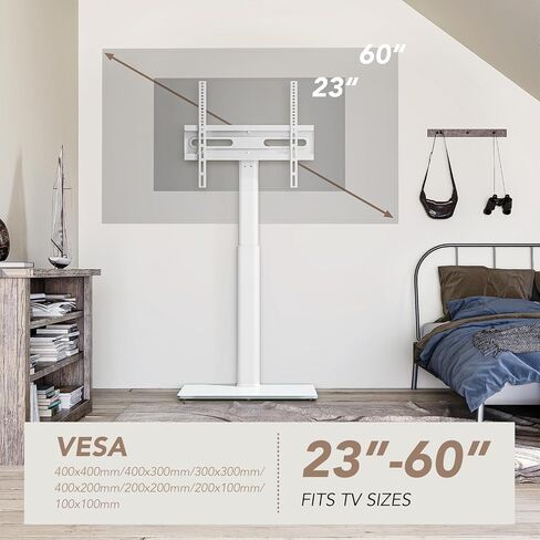 Universal Floor TV Stand with Mount 70 Degree Swivel 9 Level Height Adjustable and Space Saving Design for Most 27 to 60 inch LCD, LED OLED TVs, Perfect for Corner & Bedroom AX1006TB in Saudi Arabia