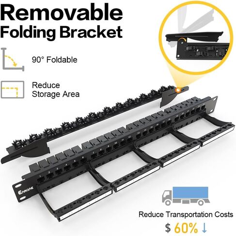 لوحة التصحيح Keystone ذات 24 منفذًا CAT6 غير محمية مع إدارة ذكية للكابلات لتركيب حامل مقاس 19 بوصة in Kuwait